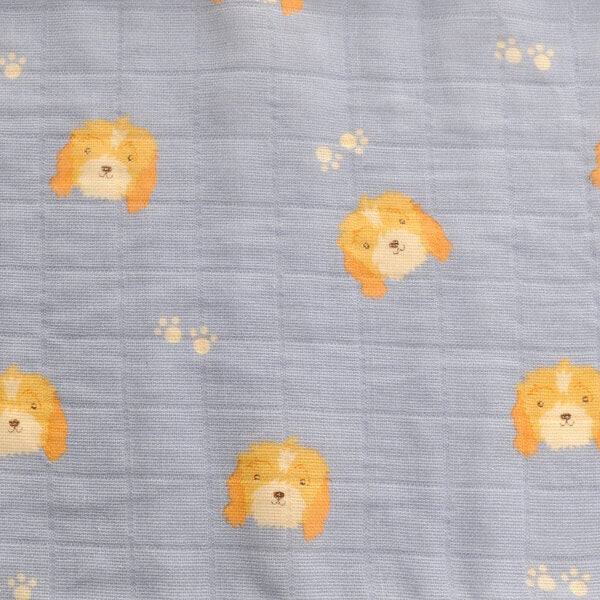 Ziggle Muslin Square 3 Pack - Pastel Blue - Tractor, Dinosaur &amp; Dog