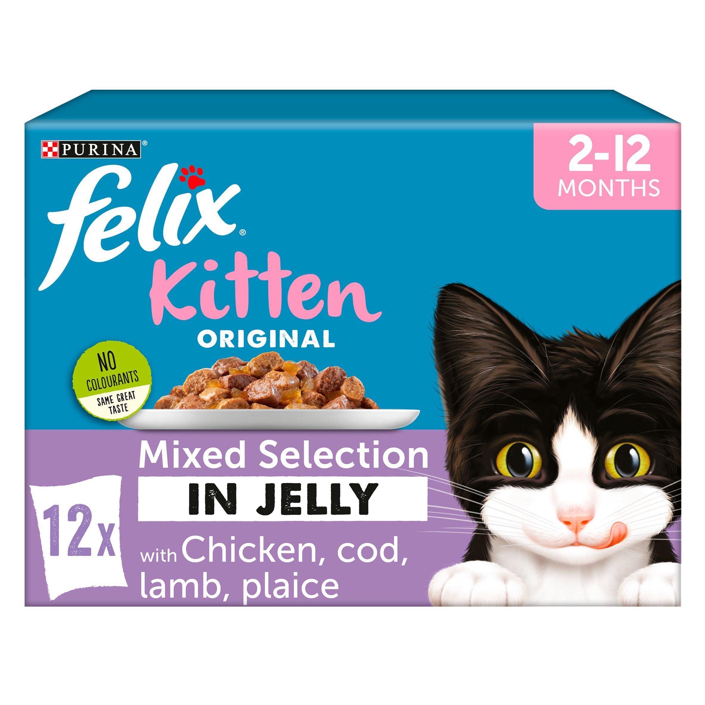 Felix Kitten Cat Food Selection In Chicken & Cod 12X100g Kitten (0-1 years) Sainsburys   