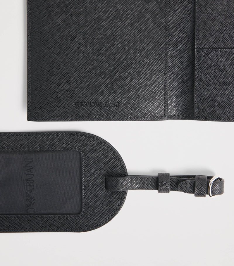 Emporio Armani leather passport holder and tag set - British product