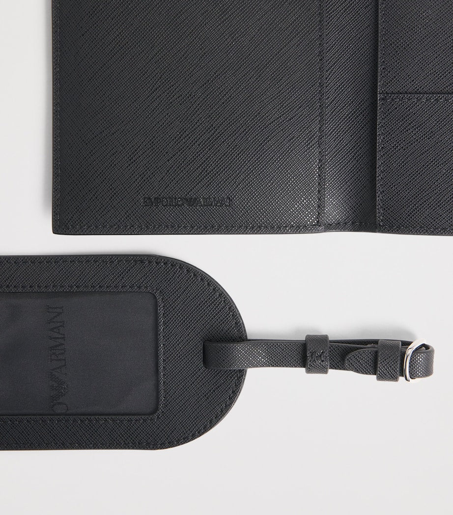 Emporio Armani leather passport holder and tag set - British product