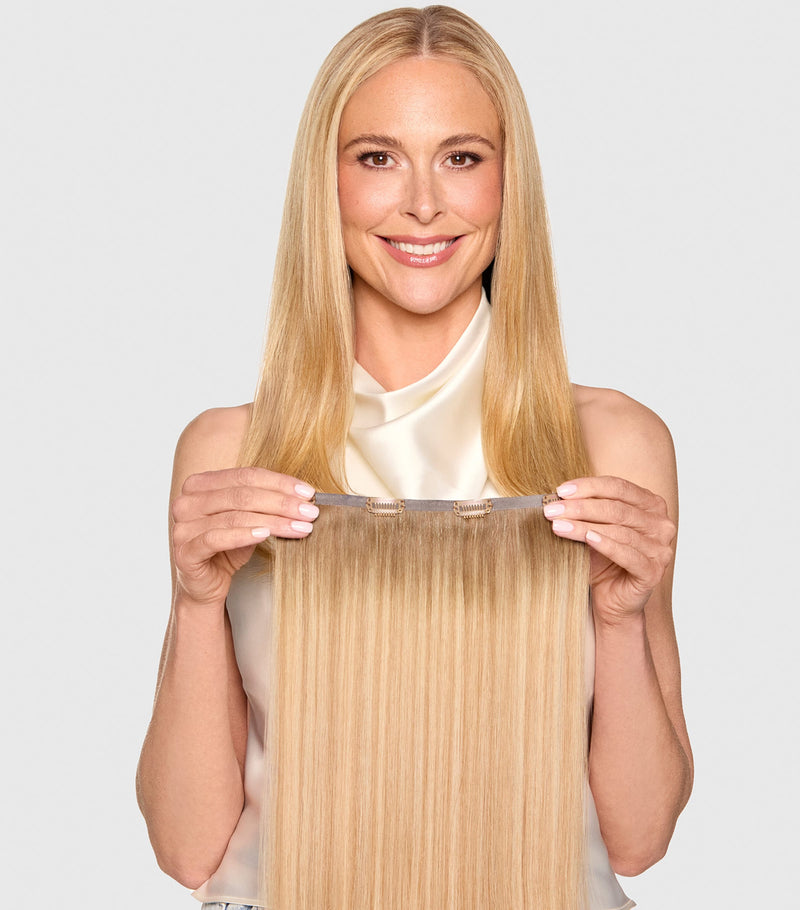 Beauty Works x Huda clip-in hair extensions with volumiser, 18 inch length - British product