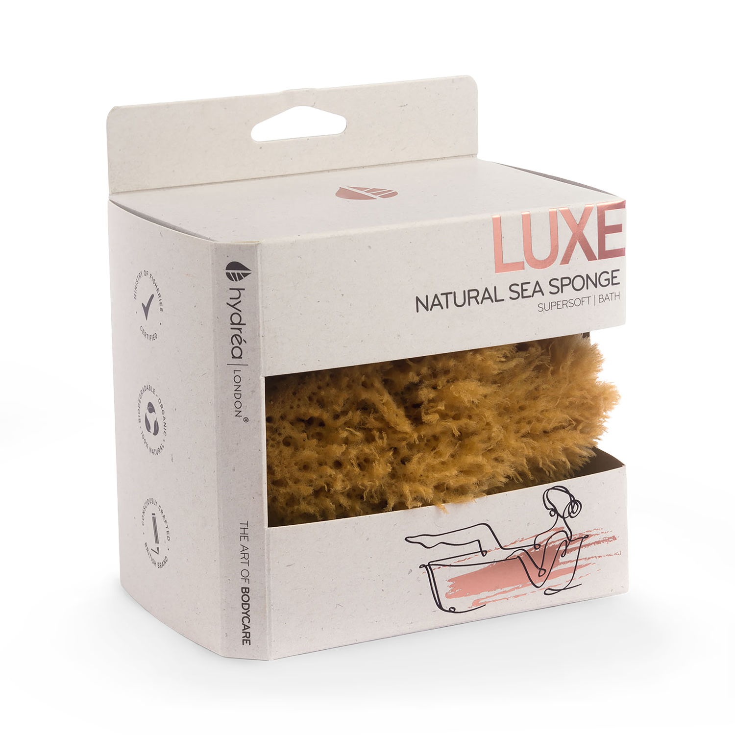 Hydrea London natural sea sponge for bathing, UK version