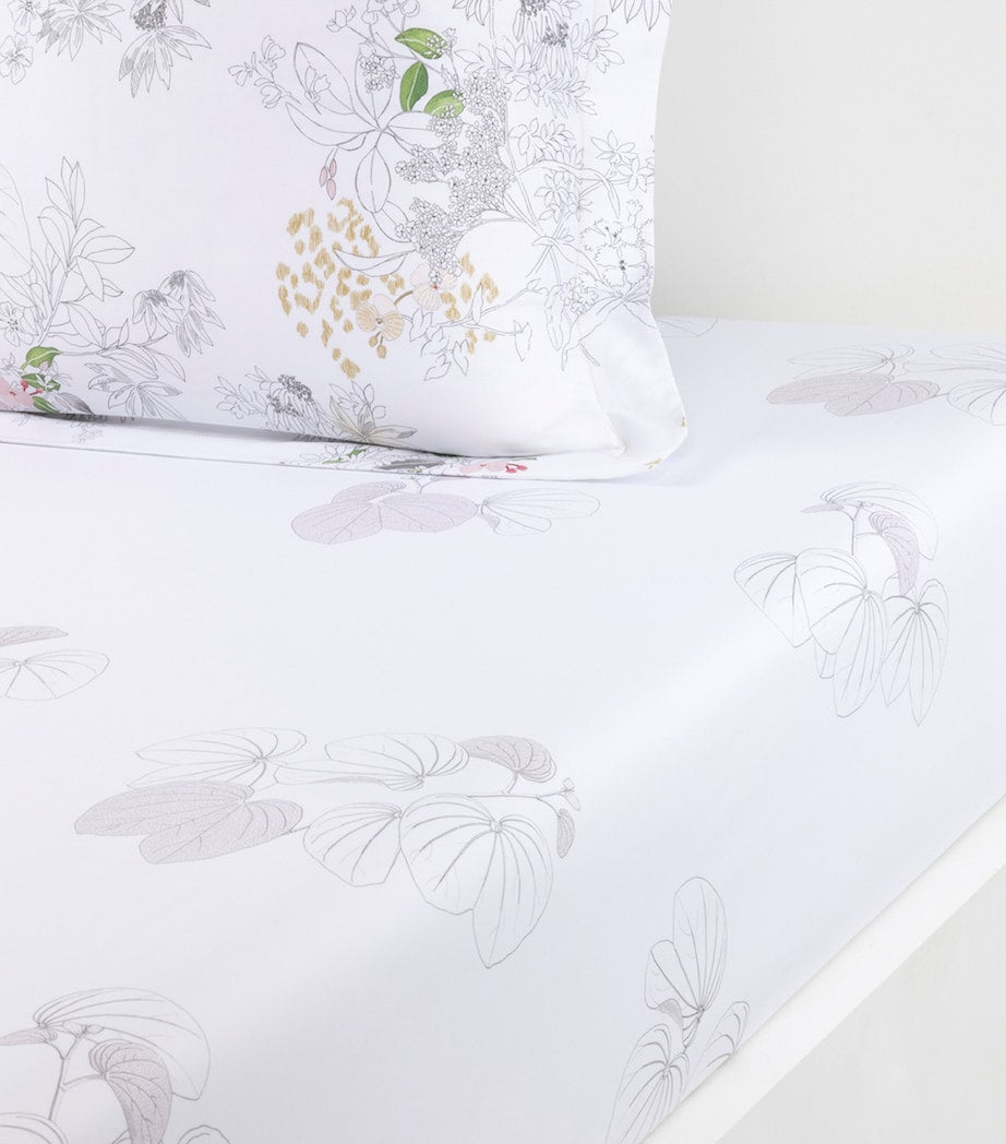 Yves Delorme Floral Orchidee double fitted sheet 140cm x 200cm (British brand)
