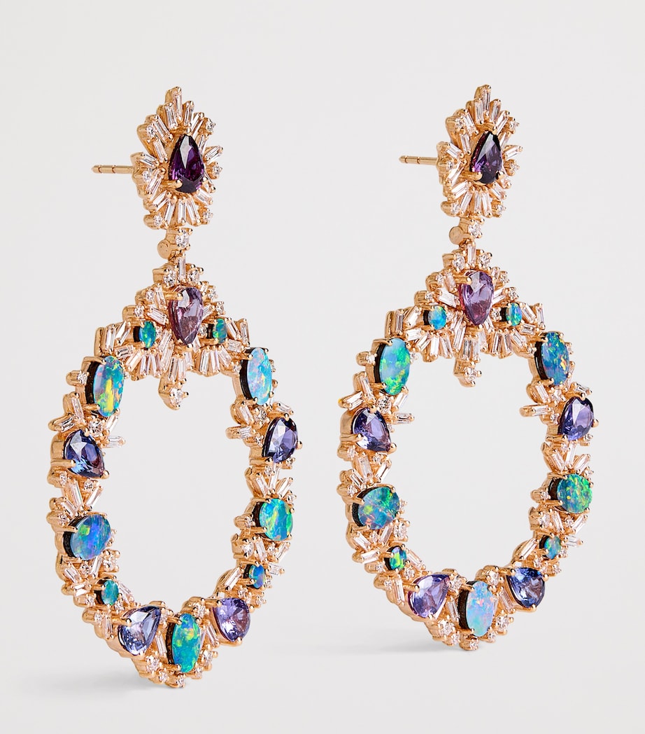 Suzanne Kalan rose gold earrings with diamonds sapphires opals (British brand)