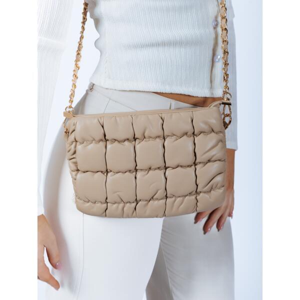 SVNX quilted satchel bag with gold chain, imported from the UK