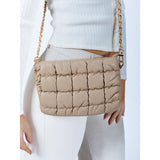 SVNX quilted satchel bag with gold chain, imported from the UK