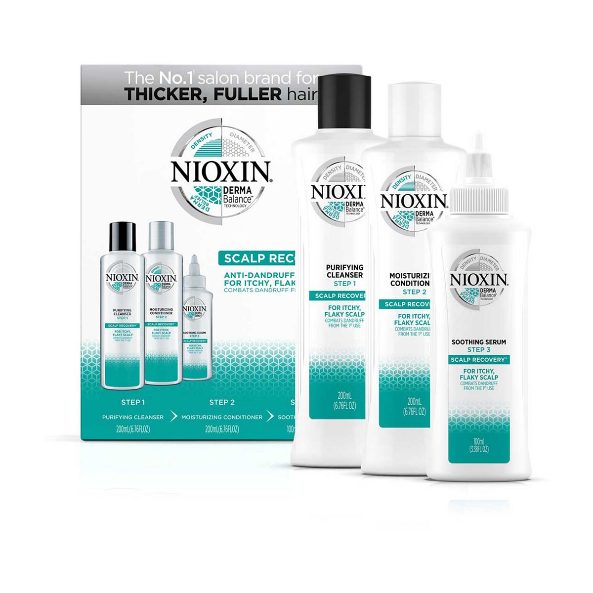 NIOXIN 3-Part Scalp Recovery Anti-Dandruff System Kit for Itchy Flaky Dry Scalp GOODS Boots   