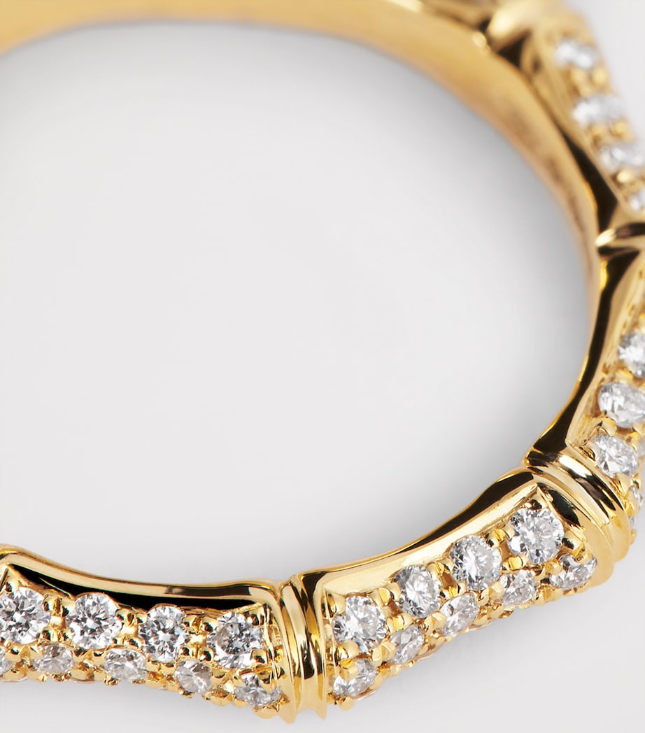 Anita Ko yellow gold pavé diamond bamboo ring, UK version