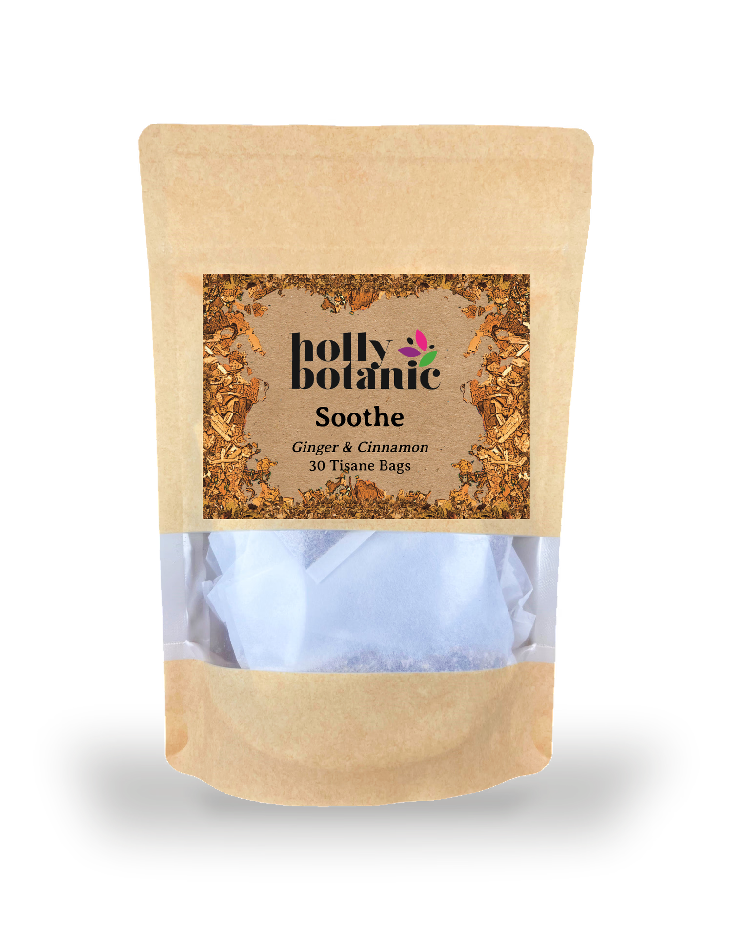 Holly Botanic Soothe Tisane ginger cinnamon 30 bags, imported from the UK