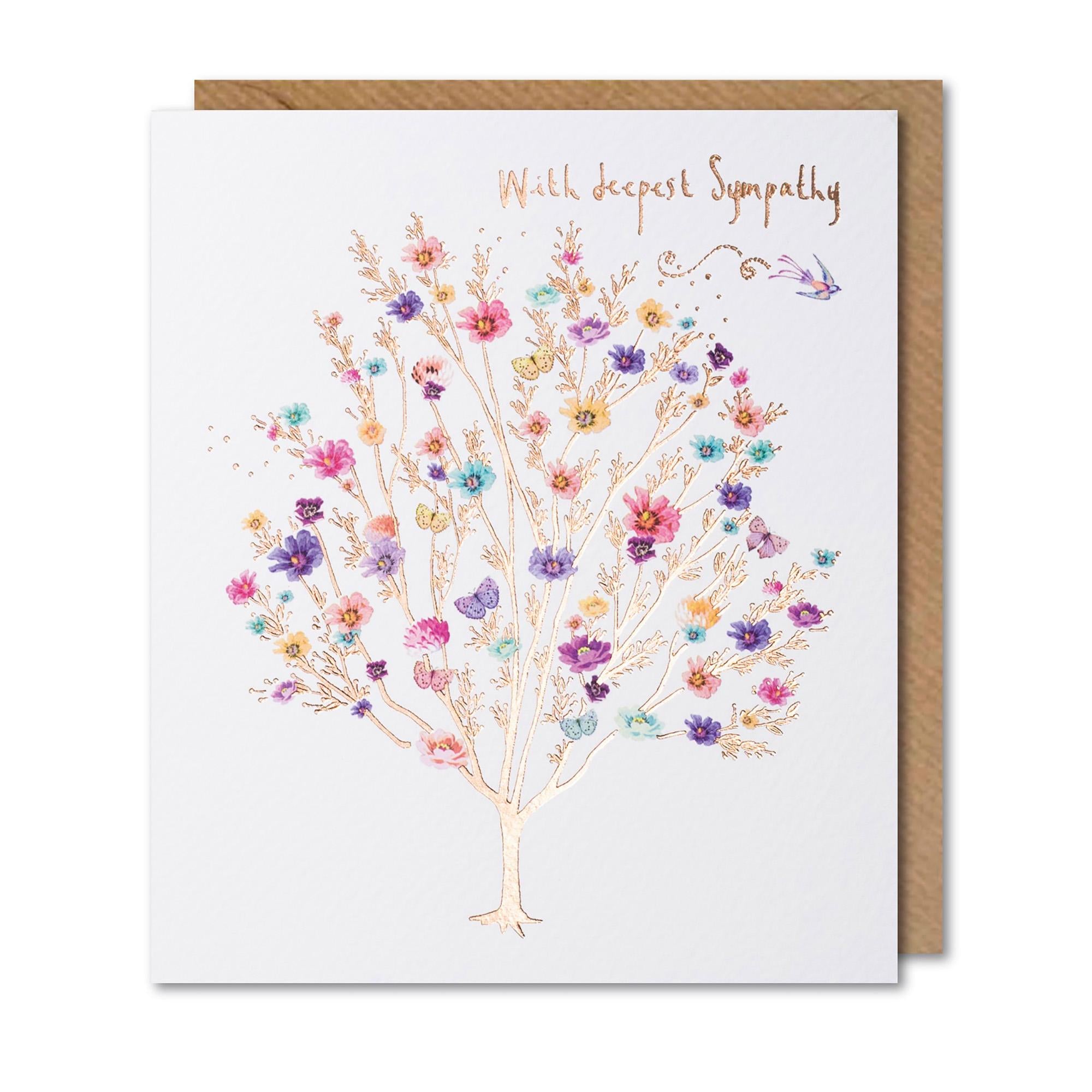 Paperlink Deepest Sympathy Card Classic Flower Tree Greeting Card GOODS Sainsburys   