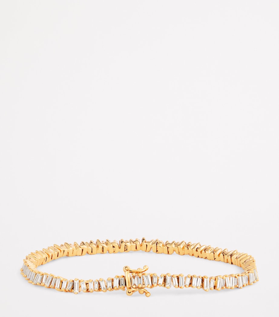 Suzanne Kalan yellow gold diamond mini tennis bracelet (British brand)