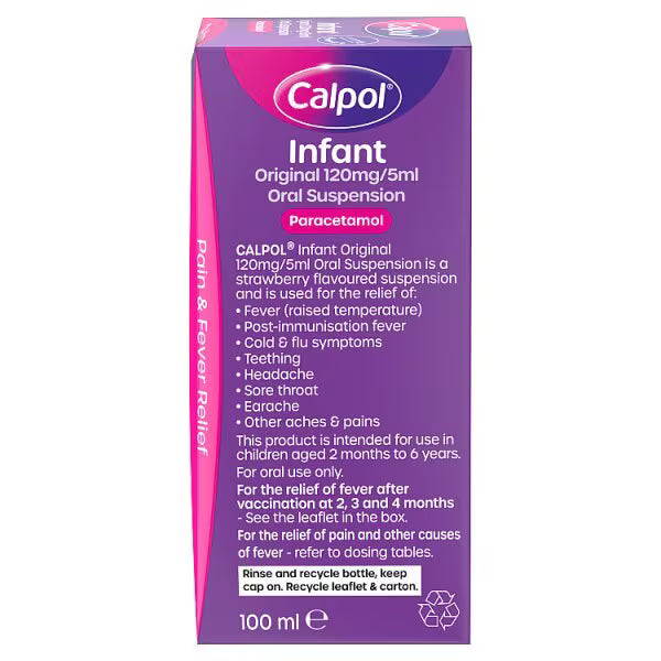 Calpol Infant Suspension Strawberry Flavour 100ml - British product