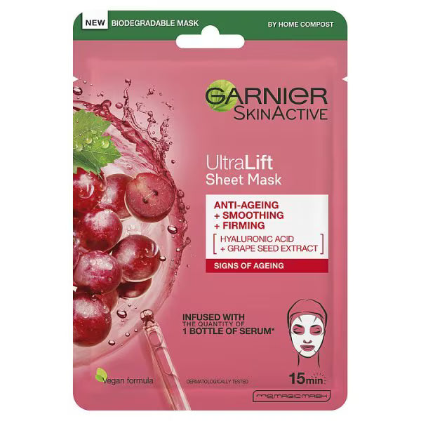 Garnier Moisture Bomb Pomegranate Hyaluronic Acid sheet mask 28g, UK version