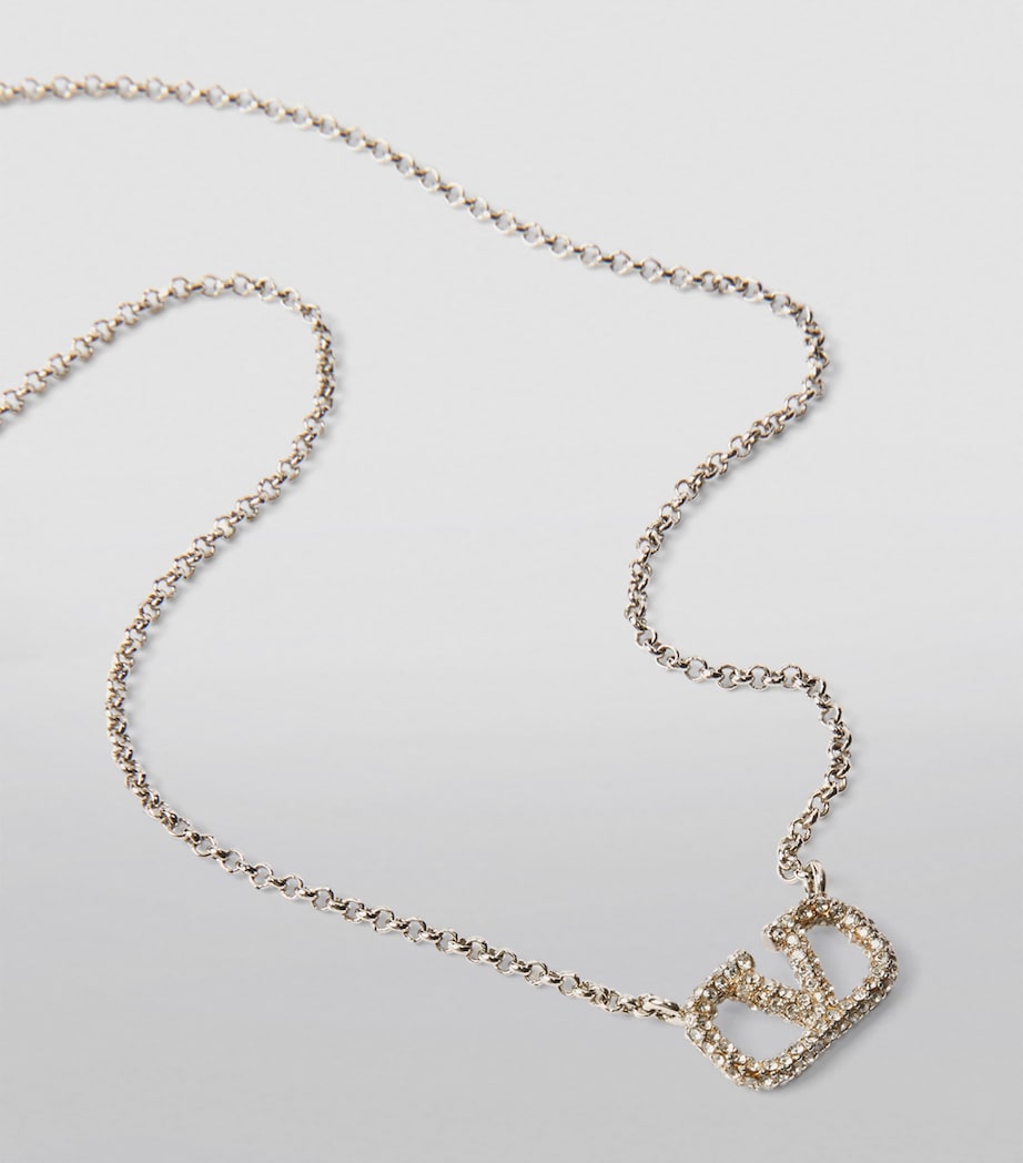 Valentino Garavani crystal VLogo necklace - British product