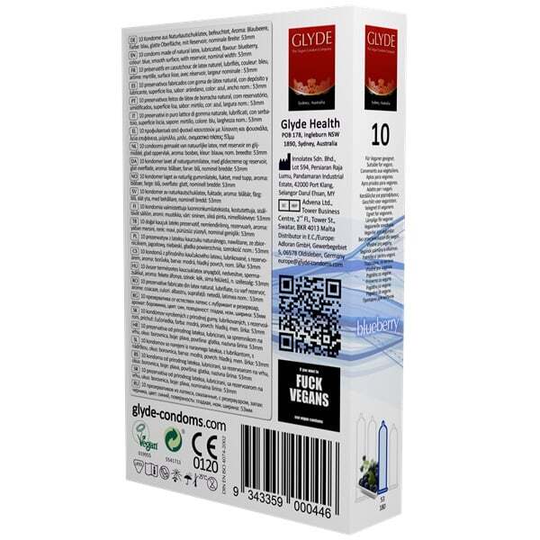 Glyde Ultra Blueberry vegan condoms 10 pack - British product