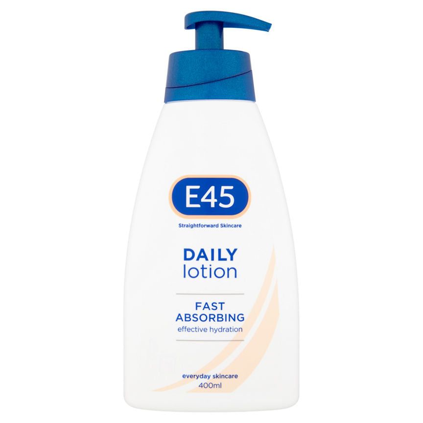 E45 Daily Fast Absorption Moisturiser Cream, body, face and hands cream for dry skin Pump 4