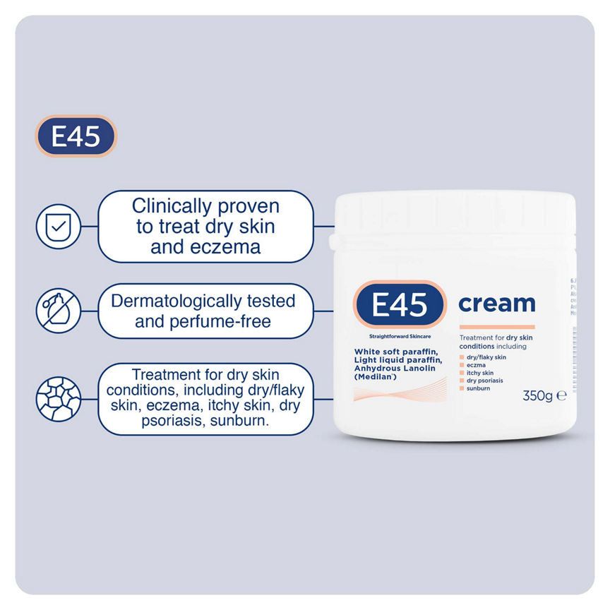 E45 Moisturiser Cream, body, face and hands cream for very dry skin