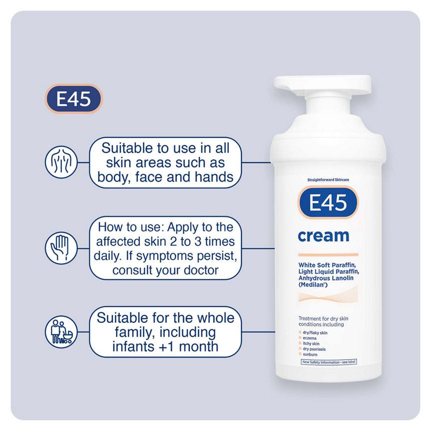 E45 Moisturiser Cream Pump