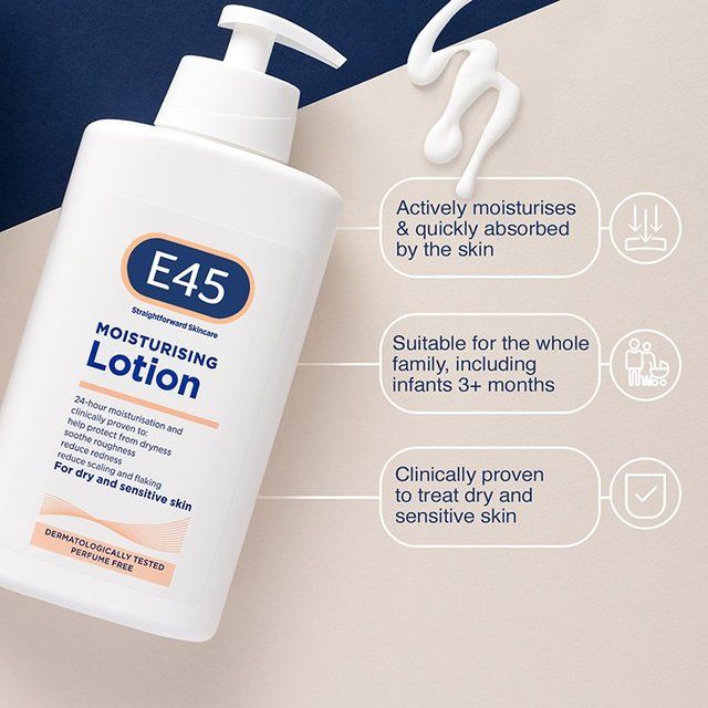 E45 Moisturiser Lotion for very dry skin   500ml