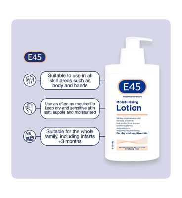 E45 Moisturising Lotion for Long- Lasting Hydration for Dry Skin Skin - 500ml