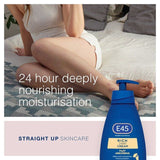 E45 Rich 24H Fast Absorbing Moisturiser Cream for dry skin Pump   400ml