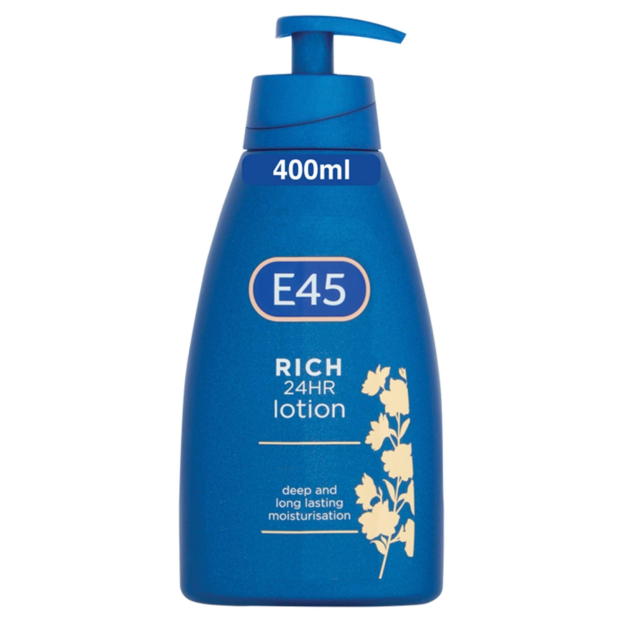 E45 Rich 24H Moisturiser Body Lotion for Dry Skin Pump 400ml