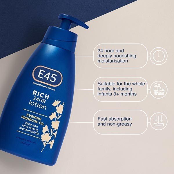 E45 Rich 24hr Lotion Deeply Moisturising with Pump 400ml