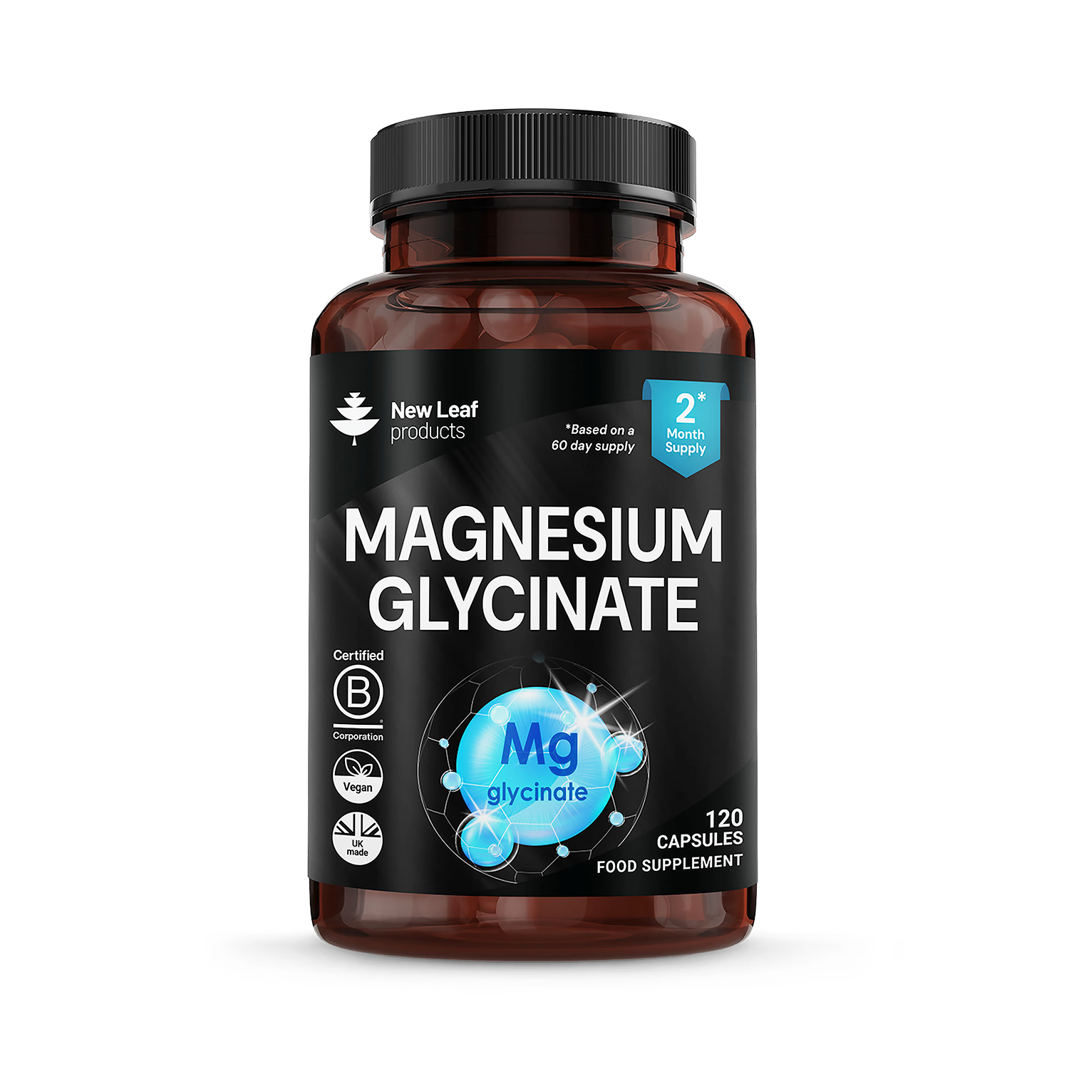 Magnesium Glycinate supplement capsules 120 count - British product