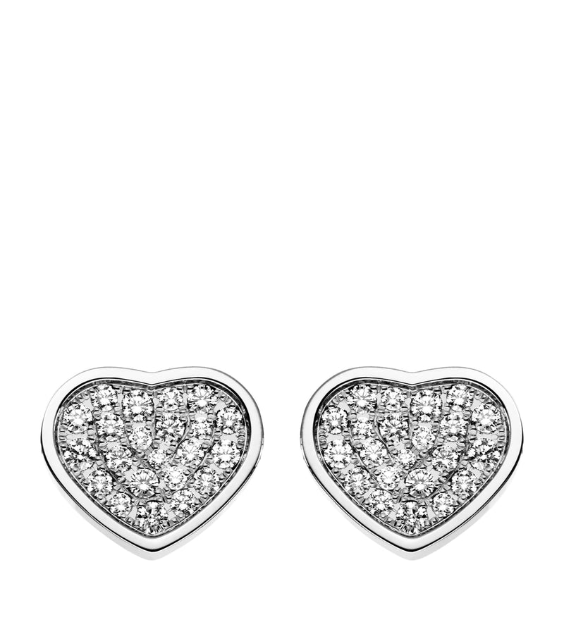 White Gold and Diamond Happy Hearts Earrings