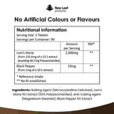 New Leaf Lion's Mane Mushroom 2000mg 180 tablets, UK version