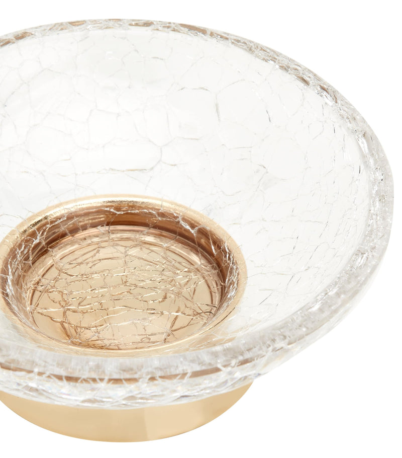 ZODIAC cracked crystal soap dish with solid brass gold-plated base (British brand)
