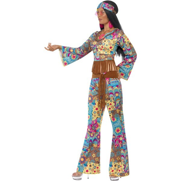 Smiffys Hippie Flower Power Costume with accessories, imported from the UK