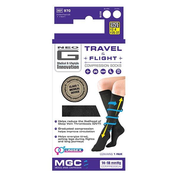 Neo G Travel & Flight Compression Socks - Medium - Black GOODS Superdrug   