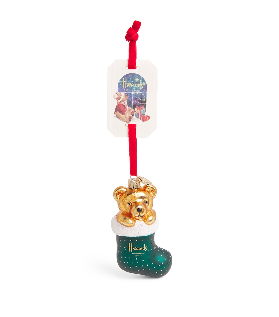 Glittery Resin Christmas Decoration with Velvet Ribbon 14cm x 6cm