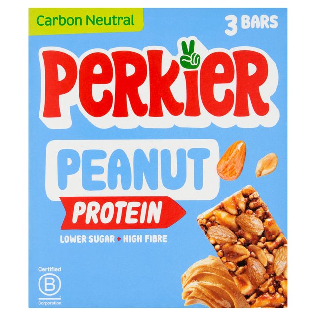 Perkier Crunchy Peanut Protein bars   3 x 35g Food Cupboard M&S   