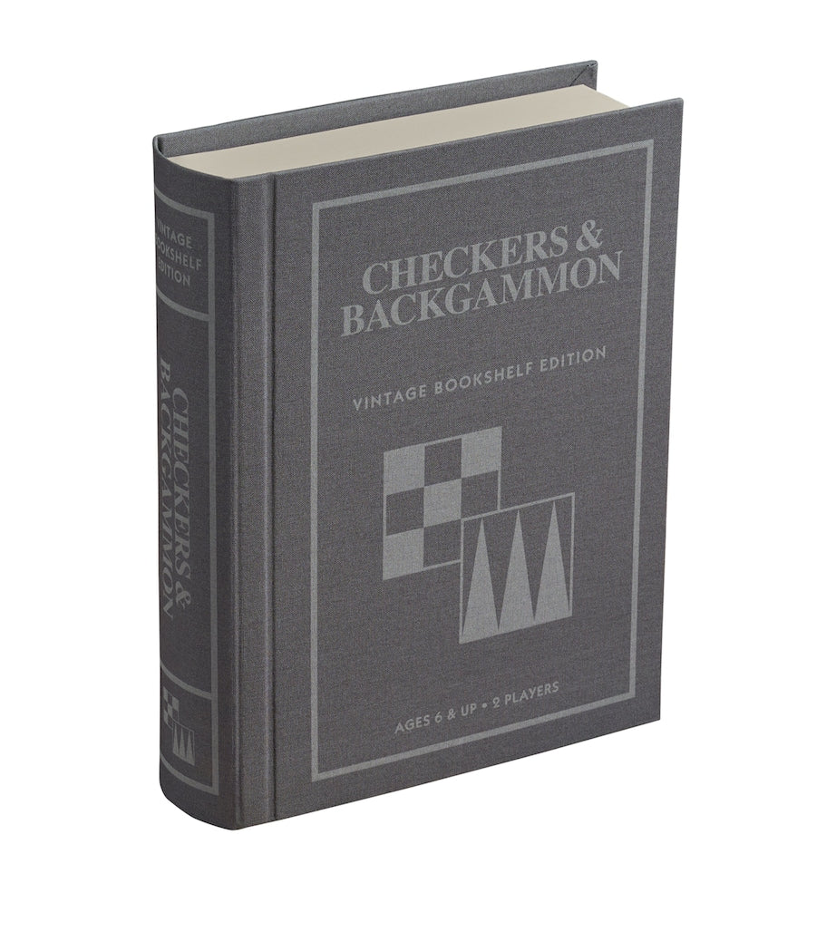 Vintage Bookshelf checkers and backgammon board game (British brand)