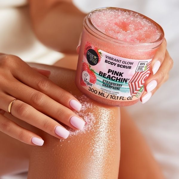 Organic Shop Pink Beachin body scrub 300ml, imported from the UK
