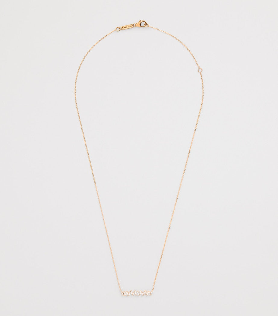 Suzanne Kalan rose gold diamond bar necklace, imported from the UK