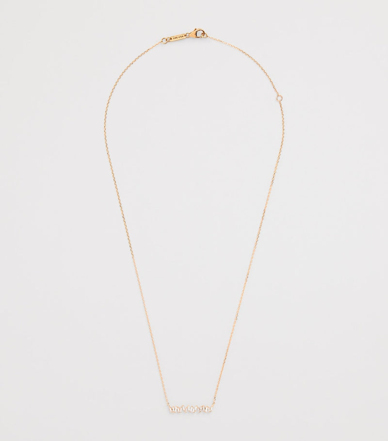 Suzanne Kalan rose gold diamond bar necklace, imported from the UK
