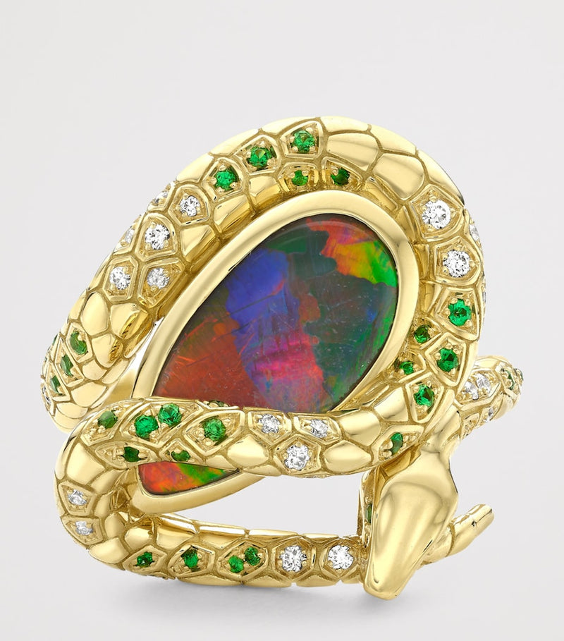 Boodles Green Mamba ring with diamonds and opal (British brand)