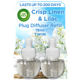 Air Wick Air Freshener Plug In Refill Crisp Linen & Lilac 2x19ml Aircare Sainsburys   