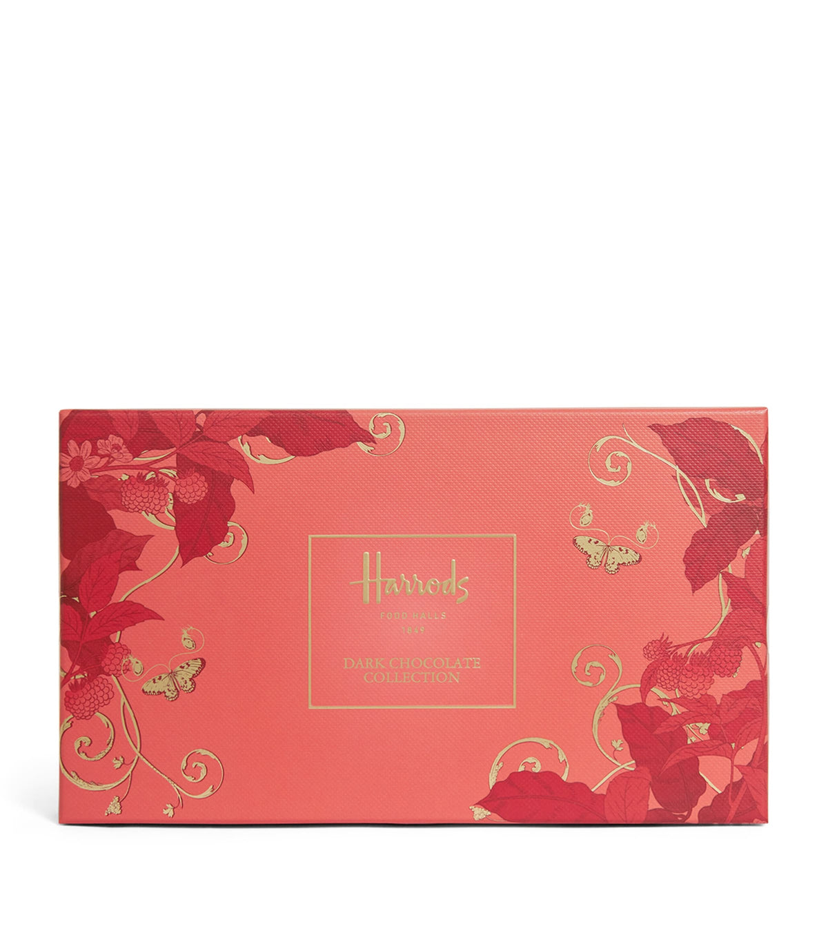 Harrods dark chocolate 15-piece collection with raspberry, caramel, and orange flavours 125g, UK version