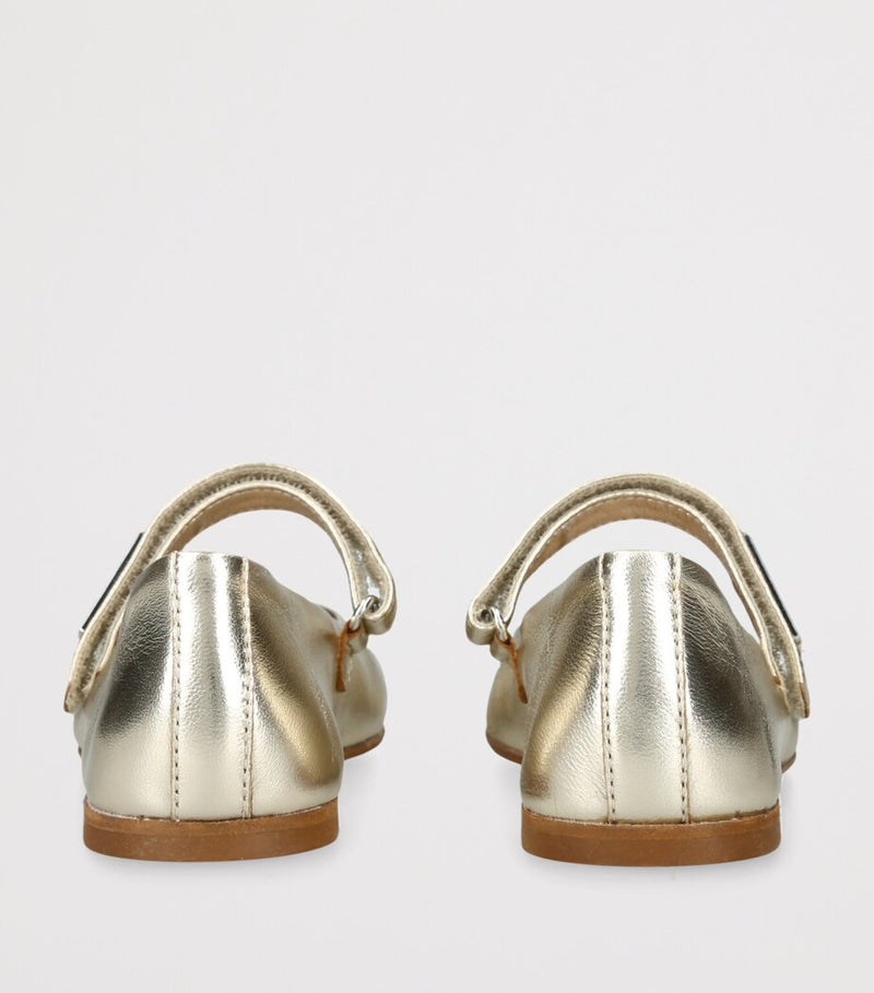 Monnalisa metallic ballet flats with velcro fastening for children, imported from the UK