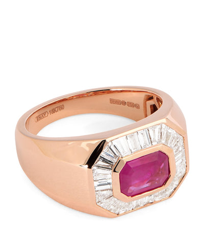 Harrods SHAY Rose Gold Diamond and Ruby Championship Ring- Buy online at McGrocer