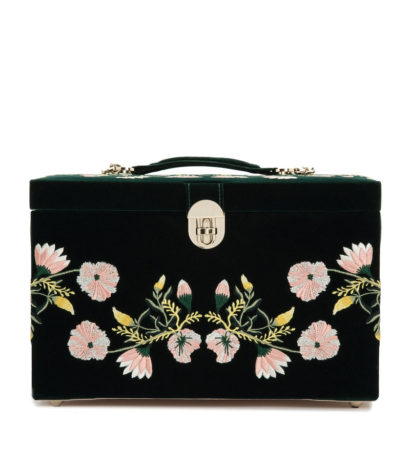Wolf Zoe large jewellery box with floral embroidery, UK version