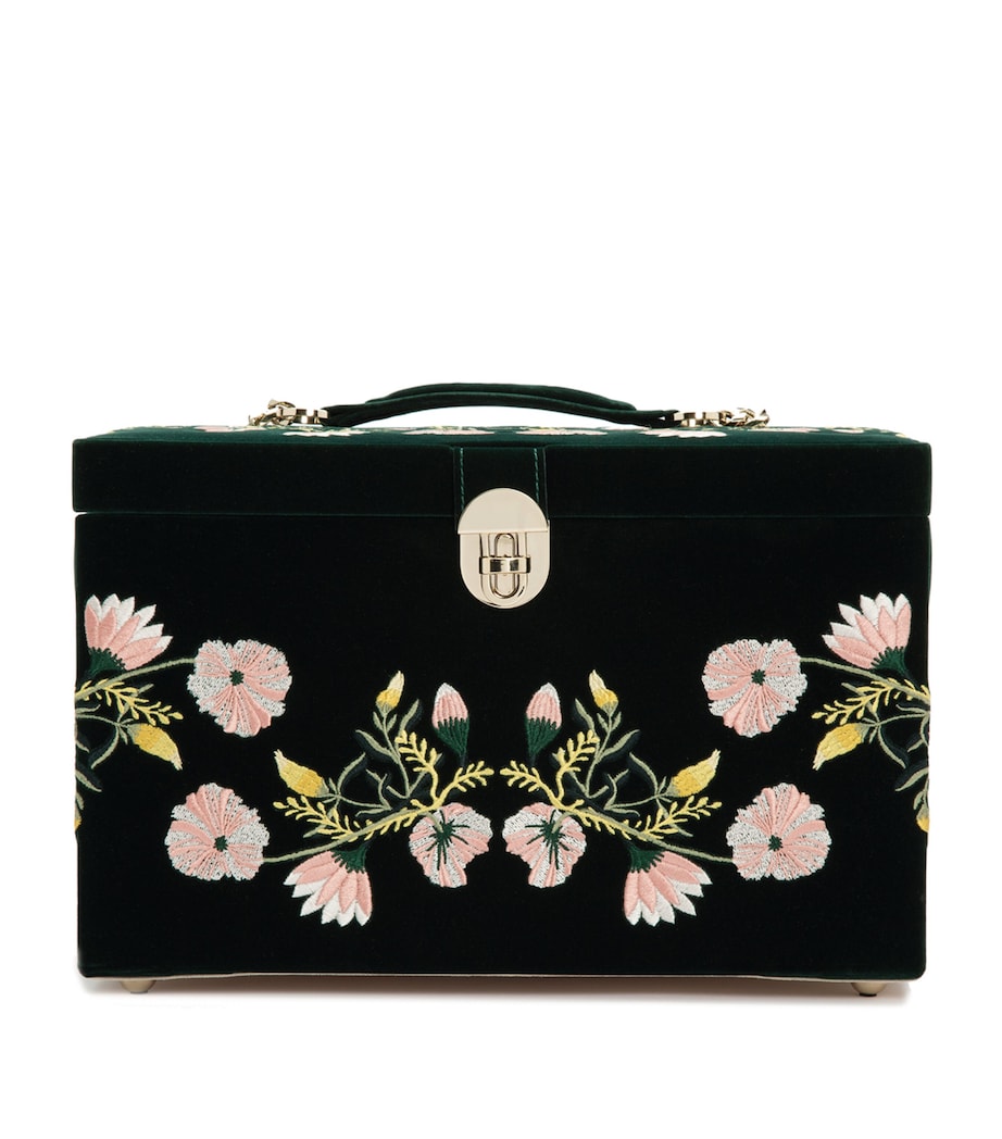 Wolf Zoe large jewellery box with floral embroidery, UK version