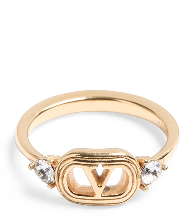 Valentino Garavani Crystal Ovalette logo ring - British product