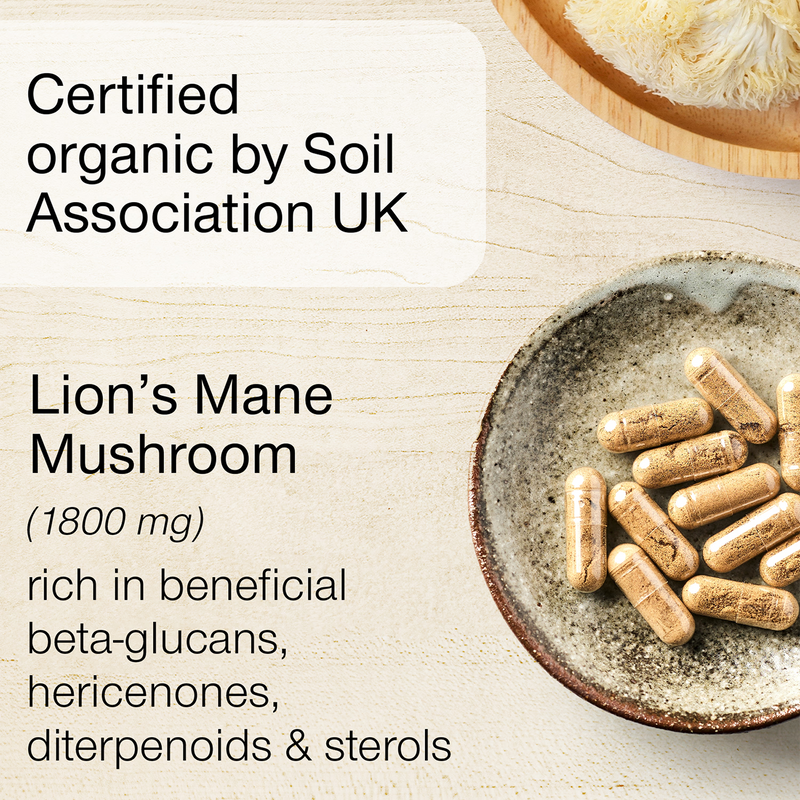 SuperSelf organic Lion's Mane mushroom supplement 30 capsules, UK version