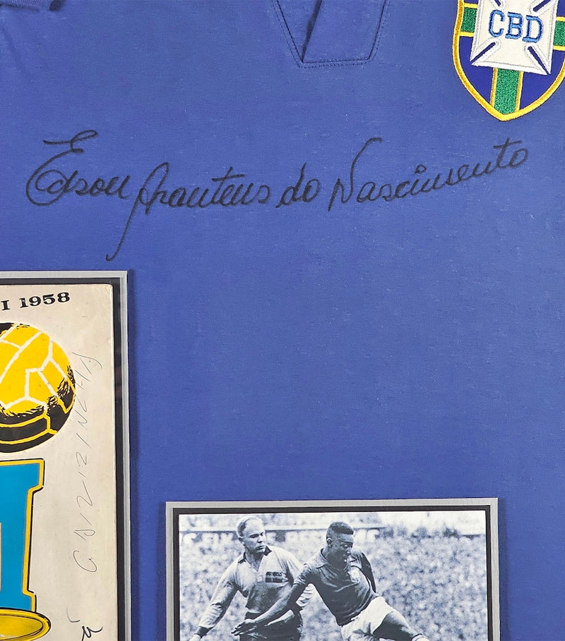 Leipzig Galleries framed Brazil 1958 World Cup signed jersey and programme display, UK version