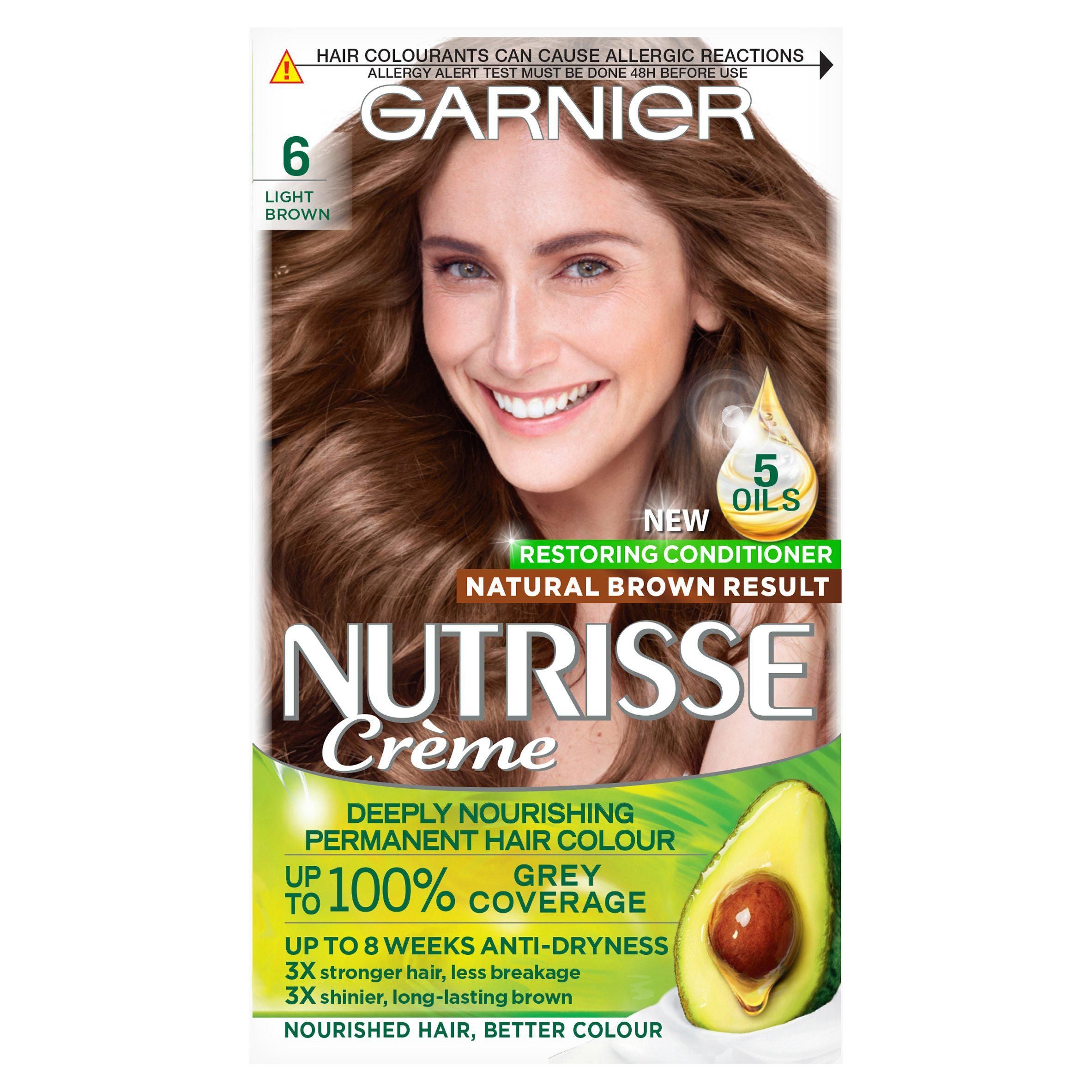 Garnier Nutrisse 6 Light Brown Permanent Hair Dye Beauty at home Boots   